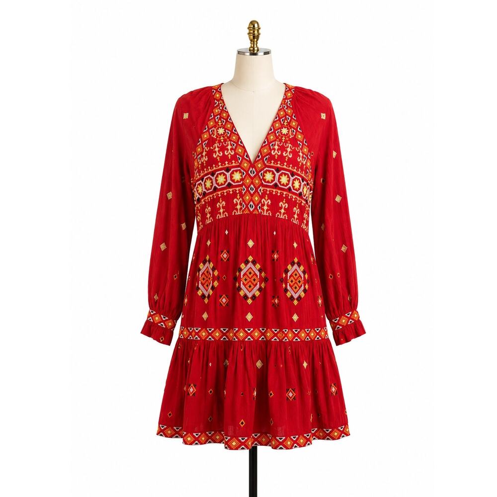 Anthropologie Niamh Embroidered Cotton Tunic Dress Medium